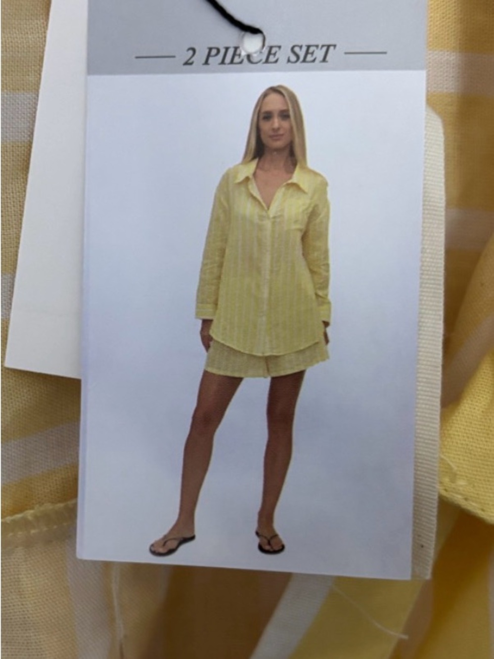 NWT Salty Lemon Yellow and White Striped Button-Up Shirt and shorts set. Size S